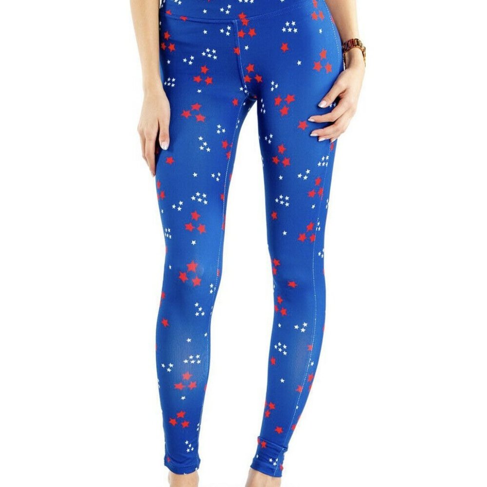 Tipsy Elves Women’s Star Spangled Leggings Patriotic 4th Of July Size Small